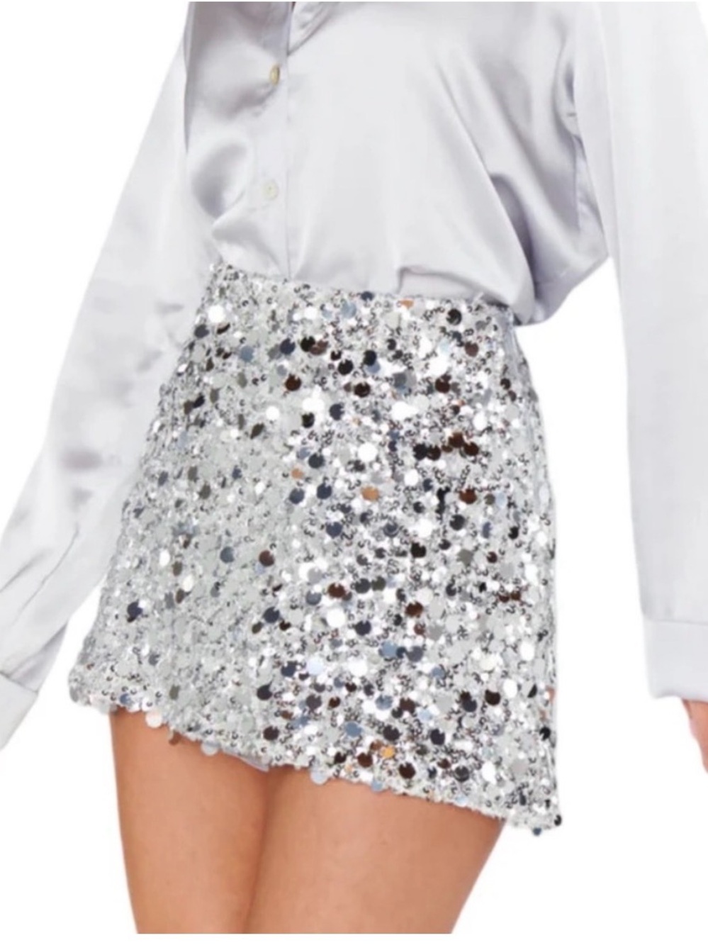 NWT - Show Me Your MuMu All night skort - Silver Sequins
